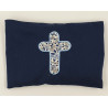 Bouillotte sèche Baptême croix fleurie bleue
